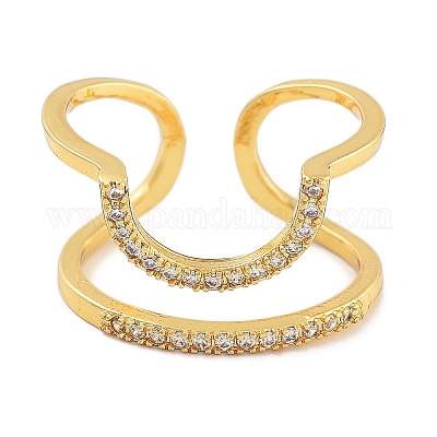 Открытые манжеты из латуни с микро-паве и кубическим цирконием для женщин RJEW-Z059-03G-1