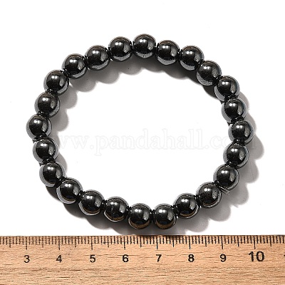 Эластичный браслет из синтетического гематита с круглыми бусинами BJEW-F203-10-1