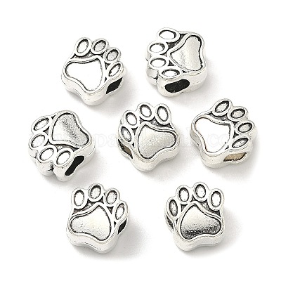 Тибетский стиль сплава цинка собака Прайнтс европейские бисер&nbsp;LS-X-MPDL-R038-008AS-RS-1