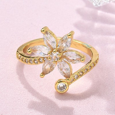 Кольца из латуни с микропаве RJEW-C120-29B-G-1