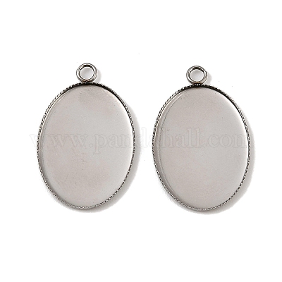 Оправы для подвесок из нержавеющей стали 304 в виде кабошонов STAS-NH0002-01A-P-1