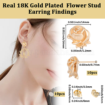 10 шт. латунные серьги-гвоздики KK-BBC0020-90-1