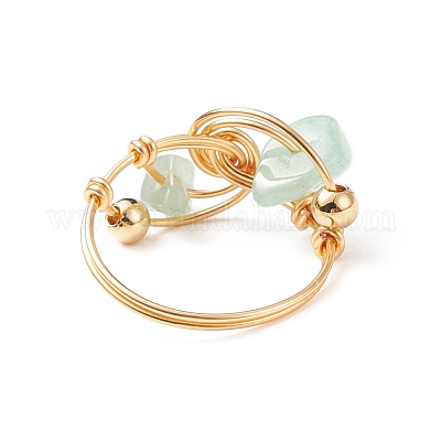 Натуральная смешанная каменная крошка с латунным кольцом на палец RJEW-JR00515-1