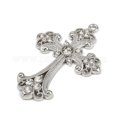 Сплав крест горный хрусталь большие кулоны ALRI-1475-P-RS-1