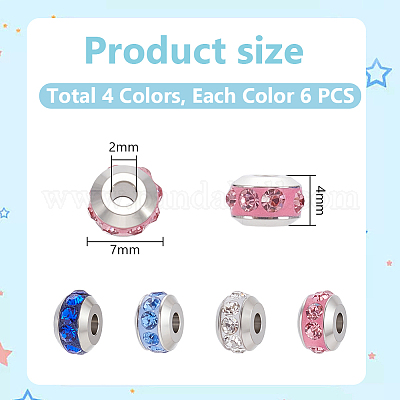 24 шт. 4 цвета 304 нержавеющая сталь полимерная глина стразы бусины STAS-UN0063-79-1