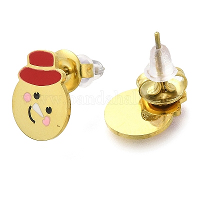 Ионное покрытие(ip) 304 нержавеющая сталь эмалированные серьги-гвоздики EJEW-I316-04G-02-1