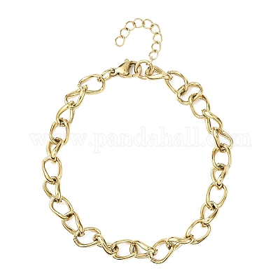 Браслеты из кубинских цепей из нержавеющей стали 304 для женщин BJEW-B150-08G-1