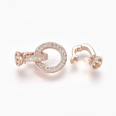 Латунные микро проложить кубического циркония раз за застежками KK-P164-14RG-1
