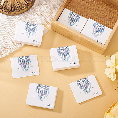 100 шт. тканая паутина/сетка с бумажными карточками для демонстрации ювелирных изделий с перьями CDIS-TA0001-43-1