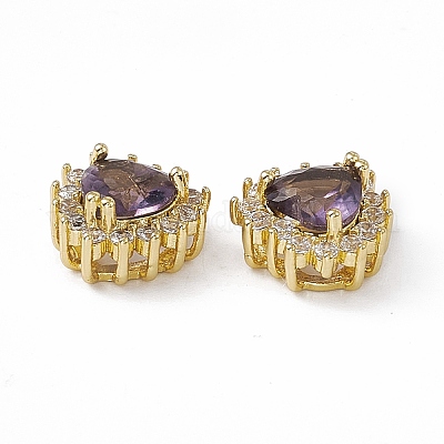 Стойки обшивки латунь микро проложить кубического циркония бусы KK-C007-12G-06-1