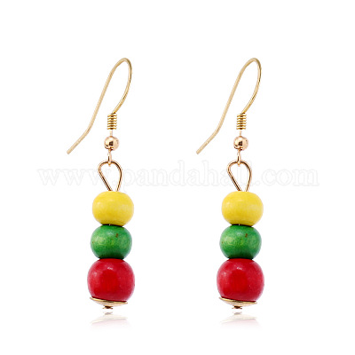 Комплекты ожерелий и серег с подвесками из круглых бусин из богемского дерева FS-WG2E105-01-1