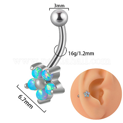 Серьги-гвоздики для хряща в форме изогнутой штанги с кубическим цирконием глубокого небесно-голубого цвета и титановым паве FS-WGD98FB-27-1