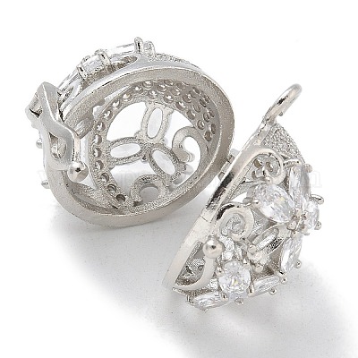 Подвески из латуни с покрытием из прозрачного кубического циркония с бусинами-клетками KK-L224-006P-1