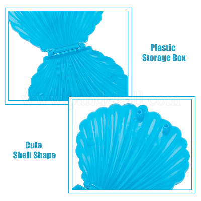 Пластиковый ящик для хранения конфет в форме ракушки AJEW-WH0472-90A-1