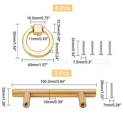 8 комплект ручек для ящиков из цинкового сплава и нержавеющей стали FIND-AR0001-45G-1