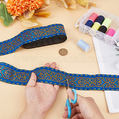 Жаккардовая лента с цветком из полиэстера длиной 7 м в этническом стиле OCOR-WH0086-70-1