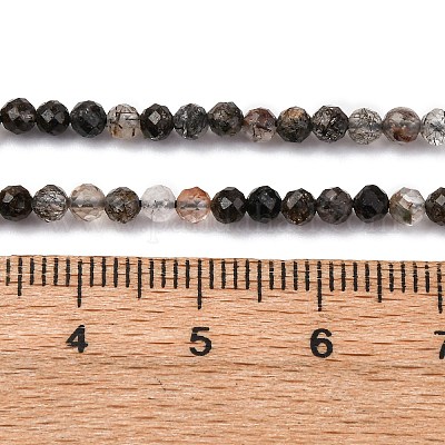 Нити бусин из натурального черного рутилированного кварца G-RM250104-C3-1