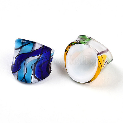 Ручной работы Lampwork широкополосного кольца RJEW-Q150-M02-B-1