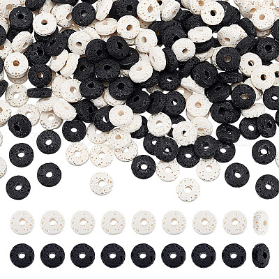 4 нитка 2-х цветных бусин из натуральной лавы G-GA0001-82-1