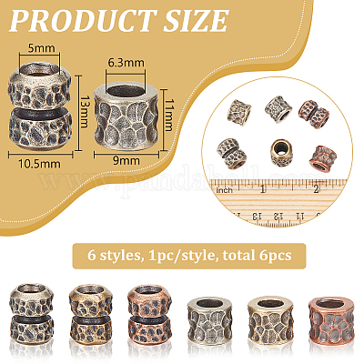 6 шт. 6 стиля латунных европейских бусин KK-BC0013-86-1