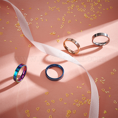16 шт. набор из 4-х колец из нержавеющей стали 201 цвета для женщин RJEW-BC0001-02-1