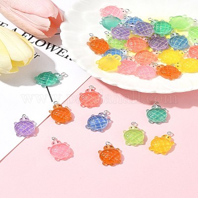 32 шт. 8-цветные градиентные подвески из непрозрачной светящейся смолы RESI-FS0001-96-1