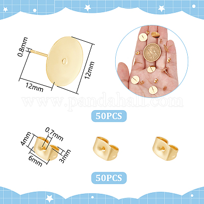 50 шт. фурнитура для сережек-гвоздиков из нержавеющей стали 304 STAS-UN0059-21A-1