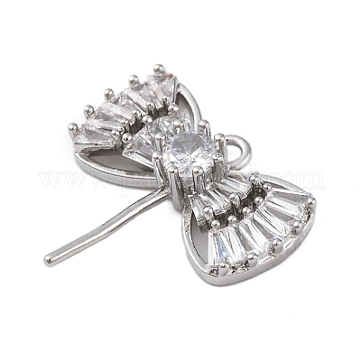 Латунные микро-паве прозрачные кубические цирконии европейские подвески-шармы KK-P289-07P-1