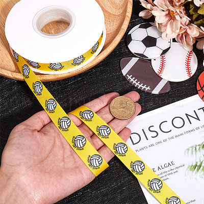 Лента из полиэстера в корсажу длиной 25 ярд с принтом в виде спортивного мяча OCOR-WH20002-03B-04-1