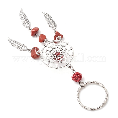 Брелки из плетеной сетки/паутины с перьевым сплавом KEYC-MZ00041-05-1