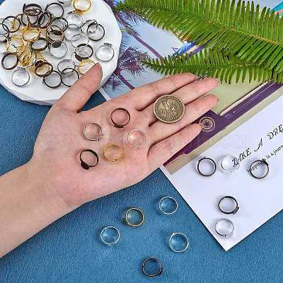 60шт 5 цвета регулируемые компоненты латунного кольца FIND-SZ0002-23-NR-1