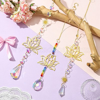 3 шт. латунные подвесные украшения в виде лотоса AJEW-CJC0020-001G-1