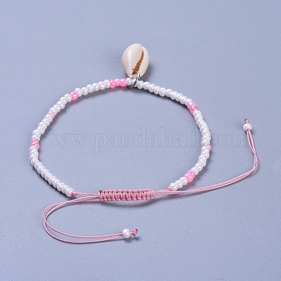 Регулируемые стеклянные браслеты из бисера BJEW-JB04283-M-1