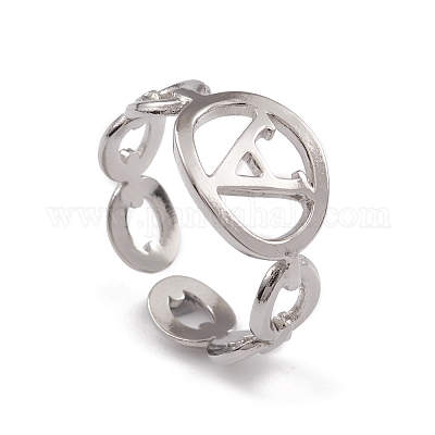 Не тускнеющая нержавеющая сталь 304 с заглавной буквой а открытые манжеты для женщин RJEW-G285-56P-1