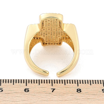 Открытые манжеты из латуни с микропаве и прозрачным цирконием для женщин RJEW-R011-03G-01-1