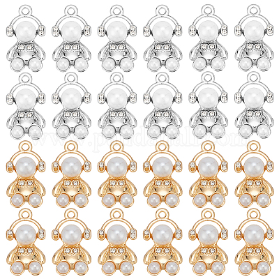 32 шт. 2-х цветные подвески из АБС-пластика с имитацией жемчуга ALRI-SC0001-27-1