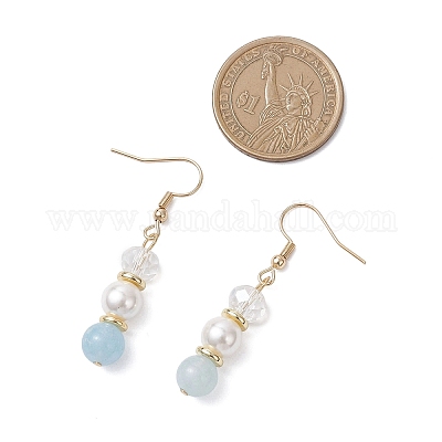 Круглые серьги-подвески из окрашенного натурального кварца EJEW-JE06778-01-1