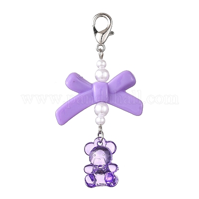 Акриловый медведь с подвесными украшениями в виде банта HJEW-JM04101-1