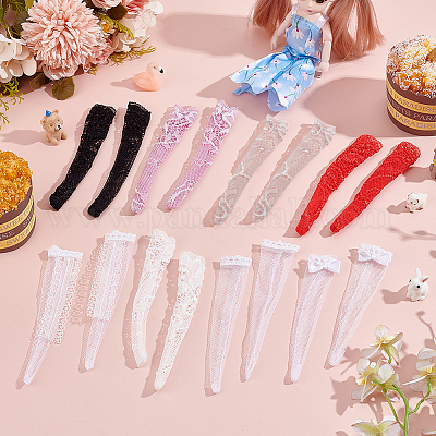 16 пара длинных носков в сеточку из ткани 8 цветов DIY-GO0002-11-1