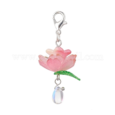 4 шт. подвесные украшения в виде цветов из акрила и стекла 4 цветов HJEW-TA00382-1