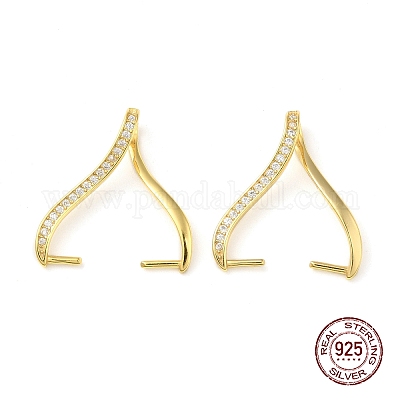 Покрытие стойки 925 стерлинговое серебро микропаве прозрачный кубический цирконий ручки для колки льда STER-NH0001-52G-1