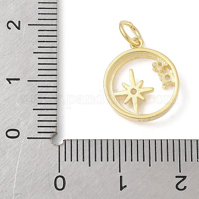 925 кольцо из стерлингового серебра с прозрачными кубическими цирконами и подвесками в виде звезд STER-R013-10G-1