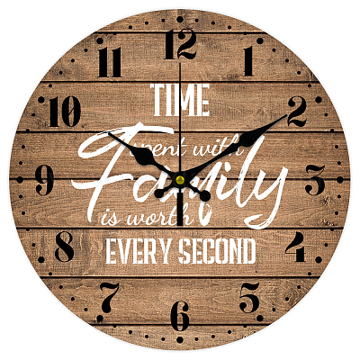 Настенные часы с принтом из мдф HJEW-WH0058-008-1