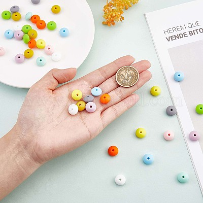 100 шт. 12 мм силиконовые счеты бусины силиконовые бусины объемные красочные разделительные бусины набор силиконовых бусин для брелоков браслеты ожерелья diy ремесел изготовление JX320A-1