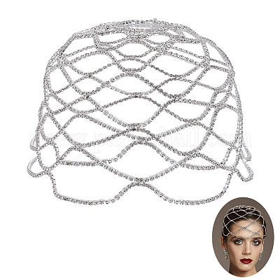 1 шт. сетчатый головной убор со стразами AJEW-HY0002-55S-1