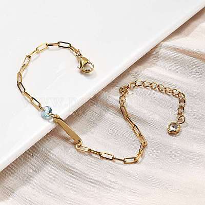 Браслеты-цепочки из нержавеющей стали 304 в виде скрепок BJEW-A035-04G-01-1