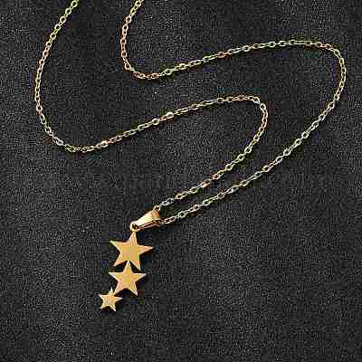 Комплекты из ожерелий и серег-гвоздиков из нержавеющей стали star 201 для женщин SJEW-Q025-02G-1