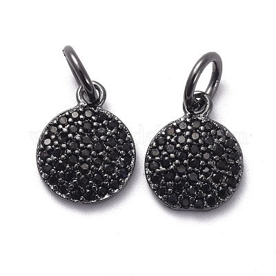 Латунные микро-паве черные кубические циркониевые подвески KK-I658-08A-1