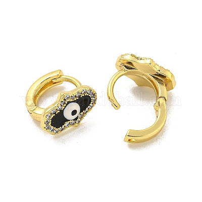 Серьги-кольца из латуни с микропаве из кубического циркония EJEW-C088-38G-1