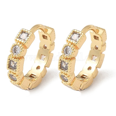 Латунные микро проложить серьги обруча кубического циркония EJEW-H152-01E-G-1